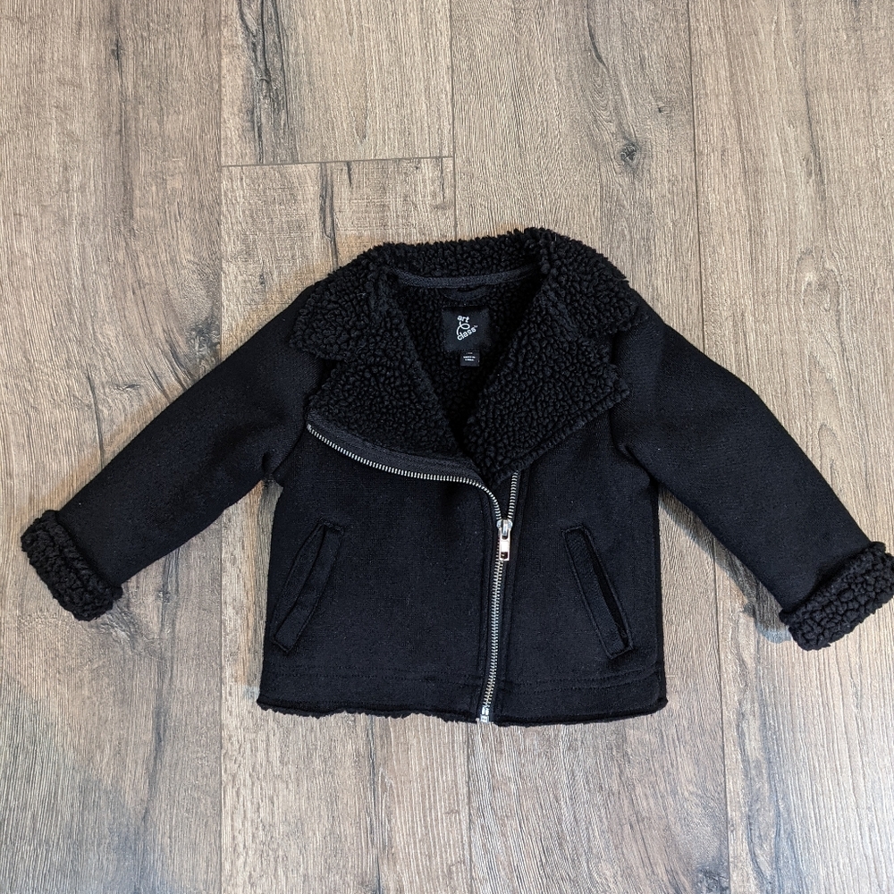 Art Class 18 Month Black Cozy Sherpa Moto Jacket Toddler Girl Winter Coat Spring